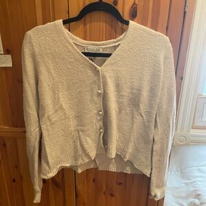 Rachel Zoe Cream Button-Up Cardigan